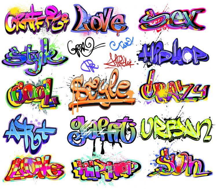 free vector Beautiful graffiti font design 01 vector